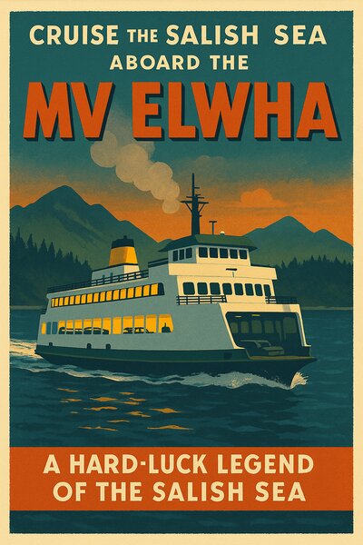 The MV Elwha ferry docked at a San Juan Islands terminal