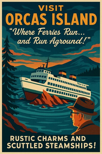 The MV Elwha ferry navigating through the scenic San Juan Islands waters
